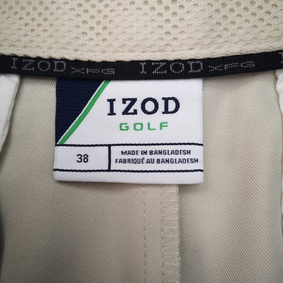 Izod Golf Men's Size 38 Cream Zipper & Button Closure Straight Fit Shorts - Picture 3 of 13